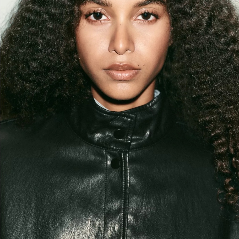 Zara Black Leather Jacket - Picture 2 of 11